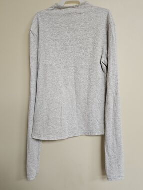Skims Cotton Jersey Long Sleeve T-Shirt in Light Heather Grey Size L